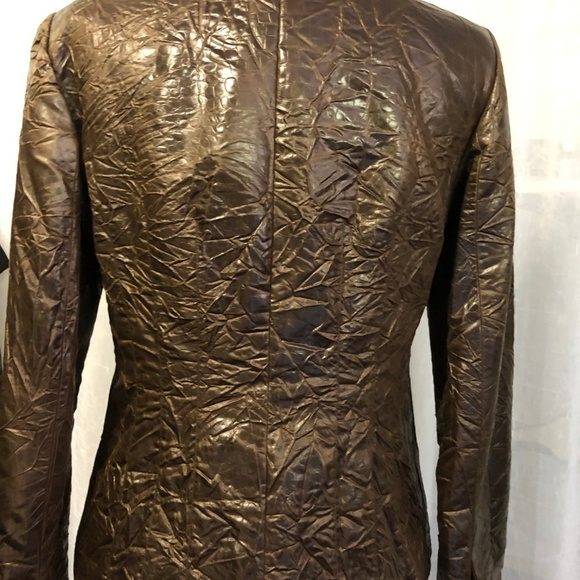 Lafayette148 New York Women's Brown Crinkle Blazer - Picture 4 of 6